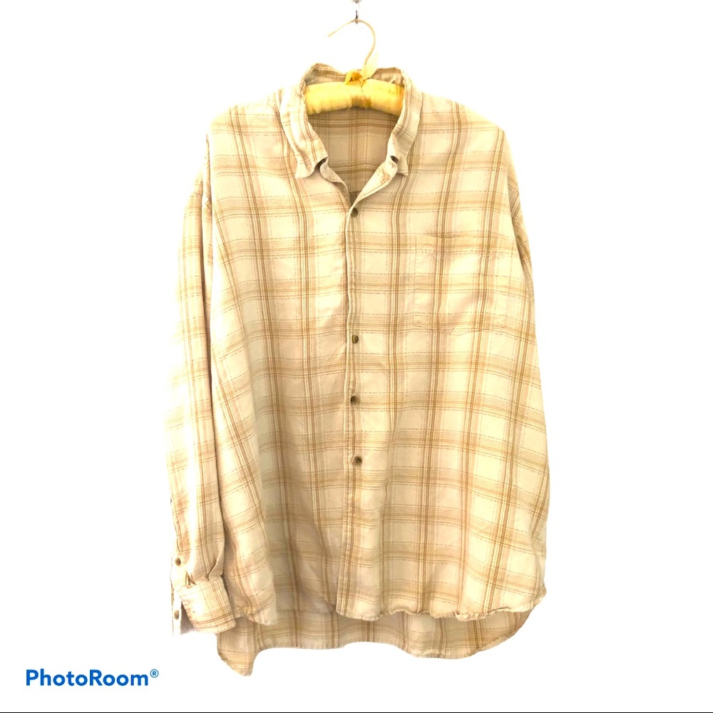 Tommy Bahama Tan Plaid Button‎ Down XXL